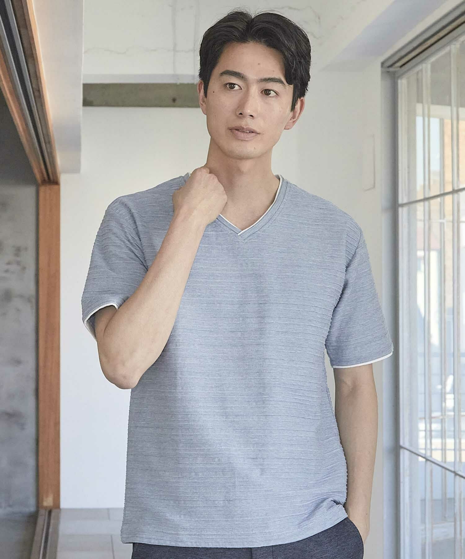 タックジャガードVネックTシャツ｜メンズファッション通販 MEN'S