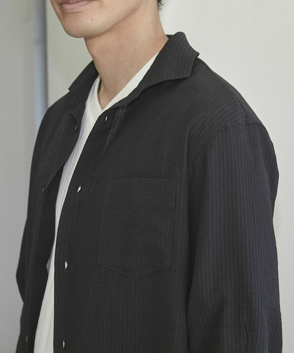 タックストライプローン7分袖シャツ 詳細画像 2