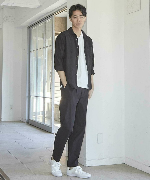 タックストライプローン7分袖シャツ 詳細画像 3