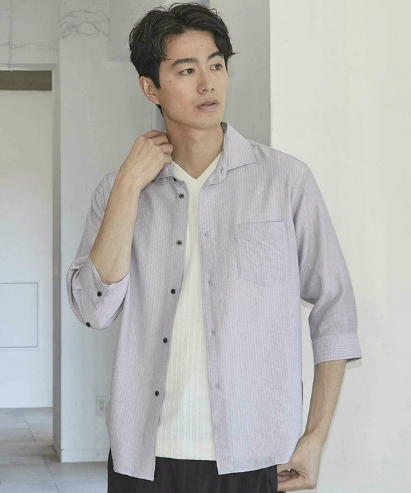 タックストライプローン7分袖シャツ 詳細画像 6