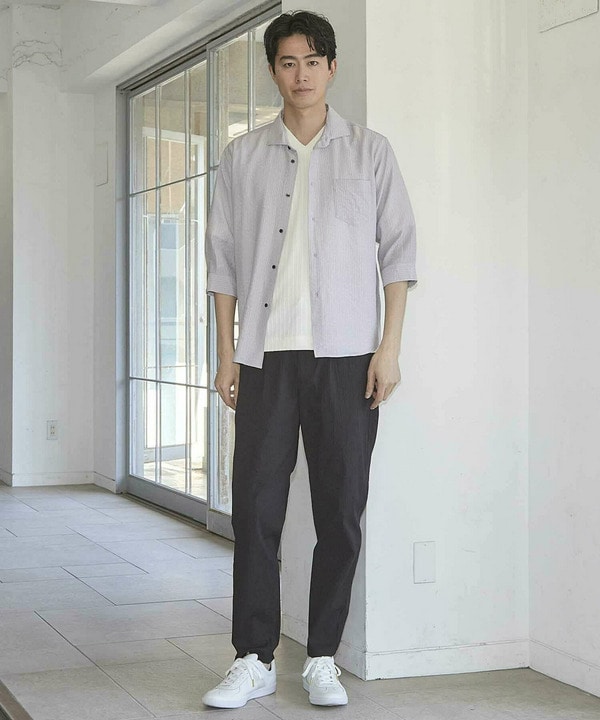 タックストライプローン7分袖シャツ 詳細画像 8