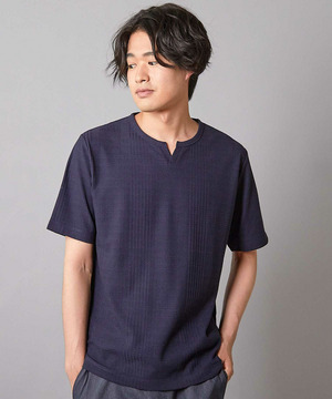リンクスジャガード キーネックTシャツ