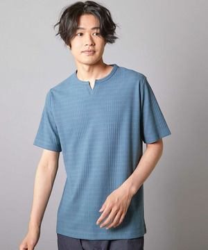 リンクスジャガード キーネックTシャツ