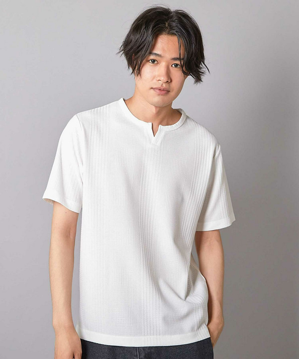 リンクスジャガード キーネックTシャツ 詳細画像 1