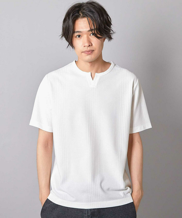 リンクスジャガード キーネックTシャツ 詳細画像 2