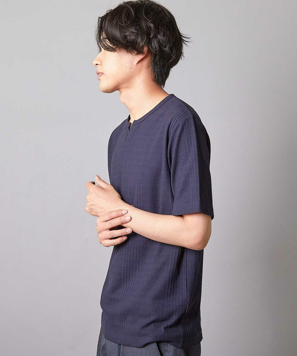 リンクスジャガード キーネックTシャツ 詳細画像 7