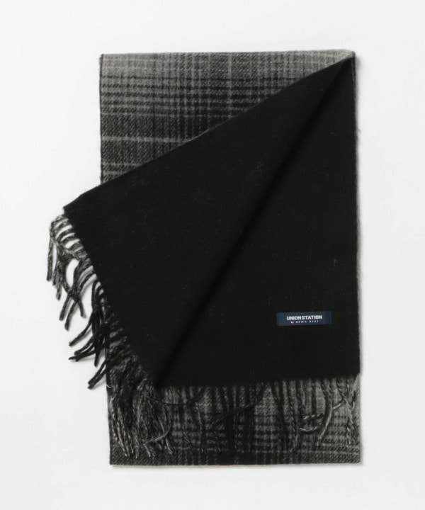 カシミア混リバーシブルチェックマフラー 詳細画像 1