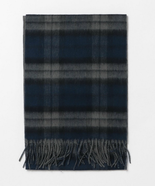 カシミア混リバーシブルチェックマフラー 詳細画像 ネイビー 1