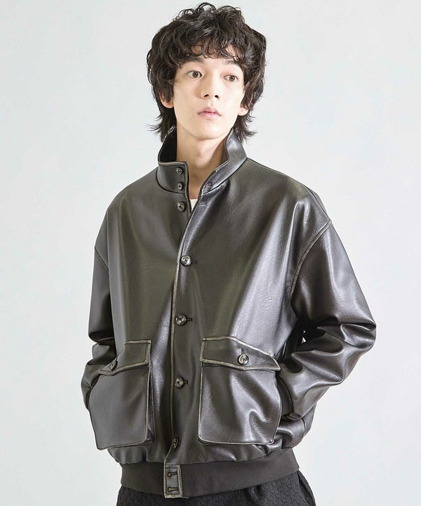 ビーガンレザースタンドブルゾン 詳細画像 1