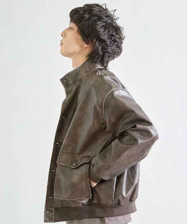ビーガンレザースタンドブルゾン 詳細画像 12