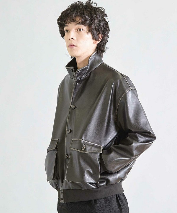 ビーガンレザースタンドブルゾン 詳細画像 2