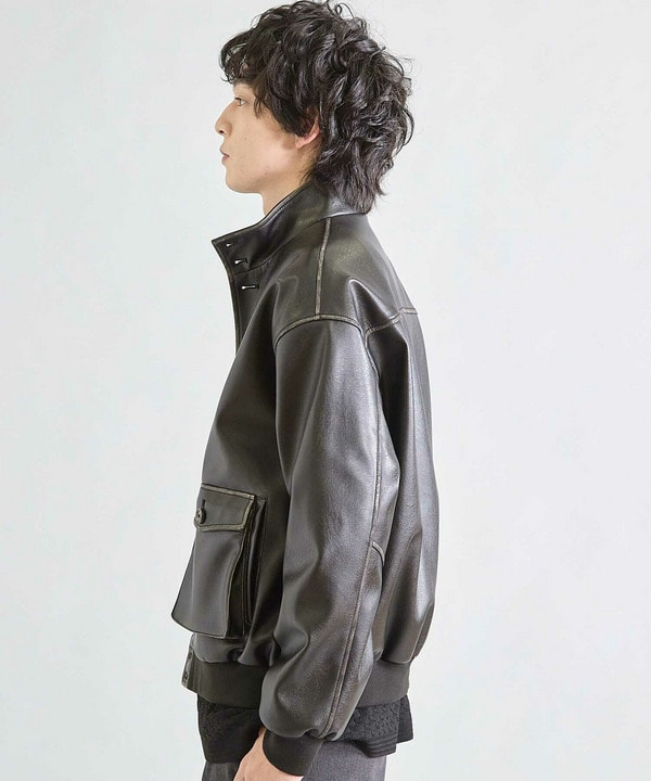 ビーガンレザースタンドブルゾン 詳細画像 4