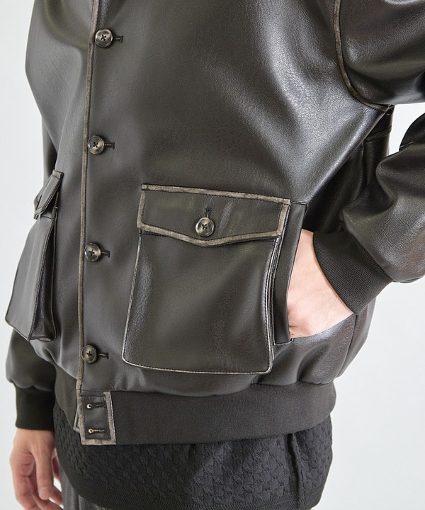 ビーガンレザースタンドブルゾン 詳細画像 7