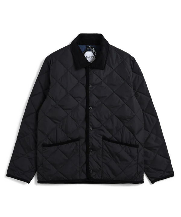 【TAION】シティ パイピングカラー ダウンカーディガン 詳細画像 ブラック 1