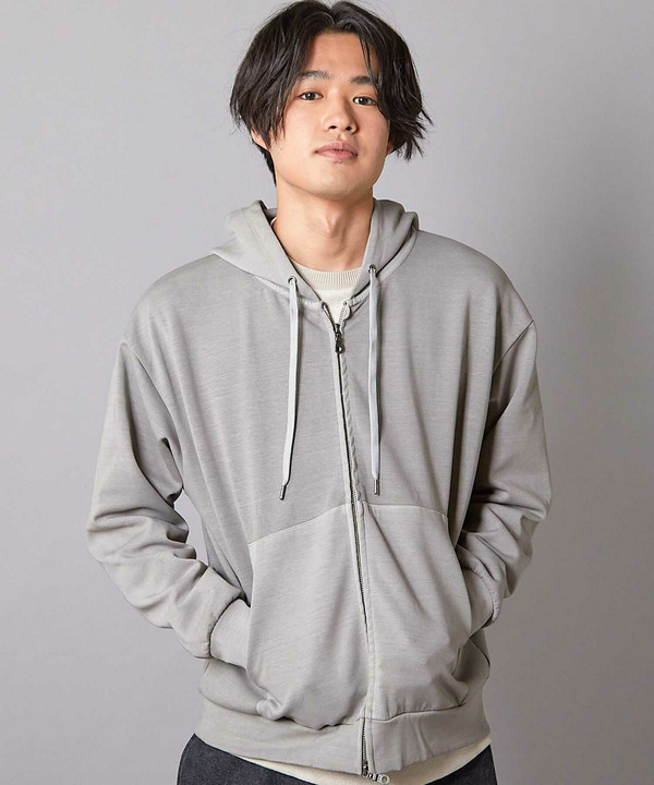 フェードポンチジップ ショート丈  ジップパーカー 詳細画像 6