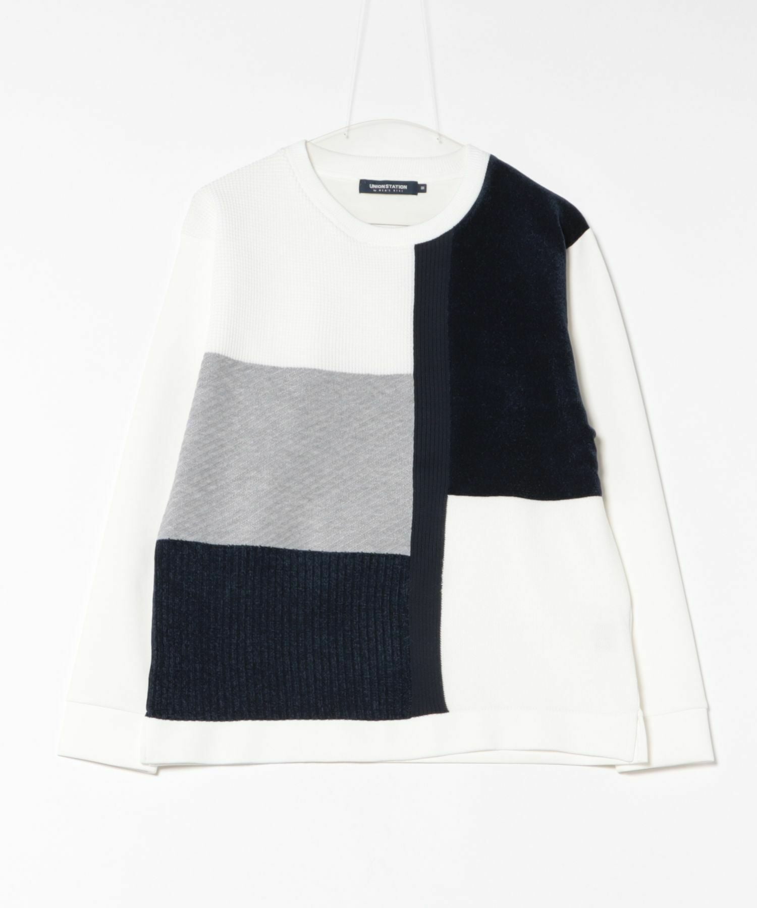 ダンボール素材×フロント異素材クレイジーニット｜メンズ