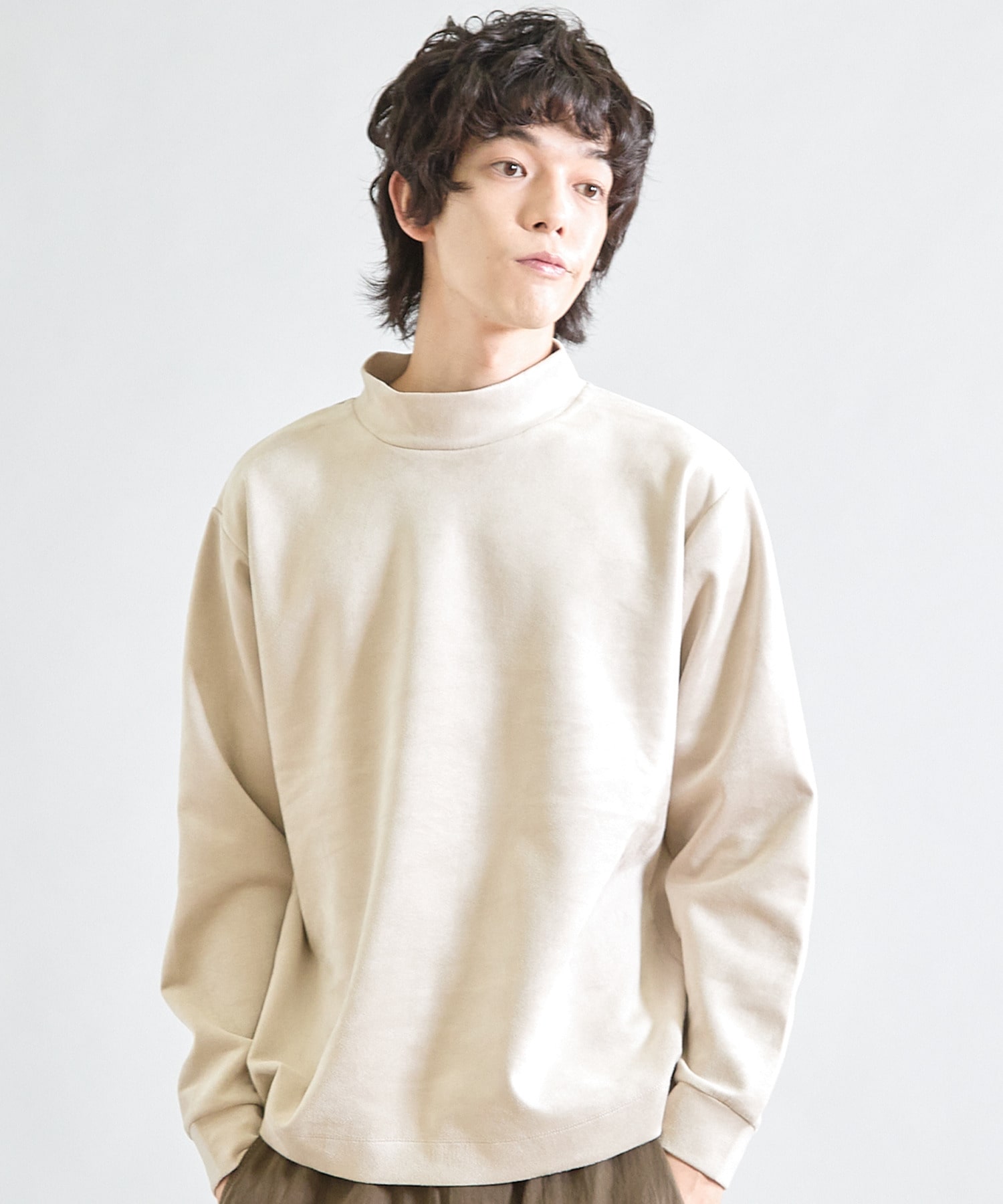 ライトフェイクスエードポンチモックネック｜メンズファッション通販