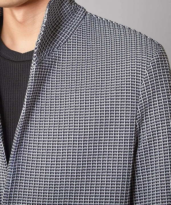 ワッフルニットジャガード スタンドカラージャケット 詳細画像 12