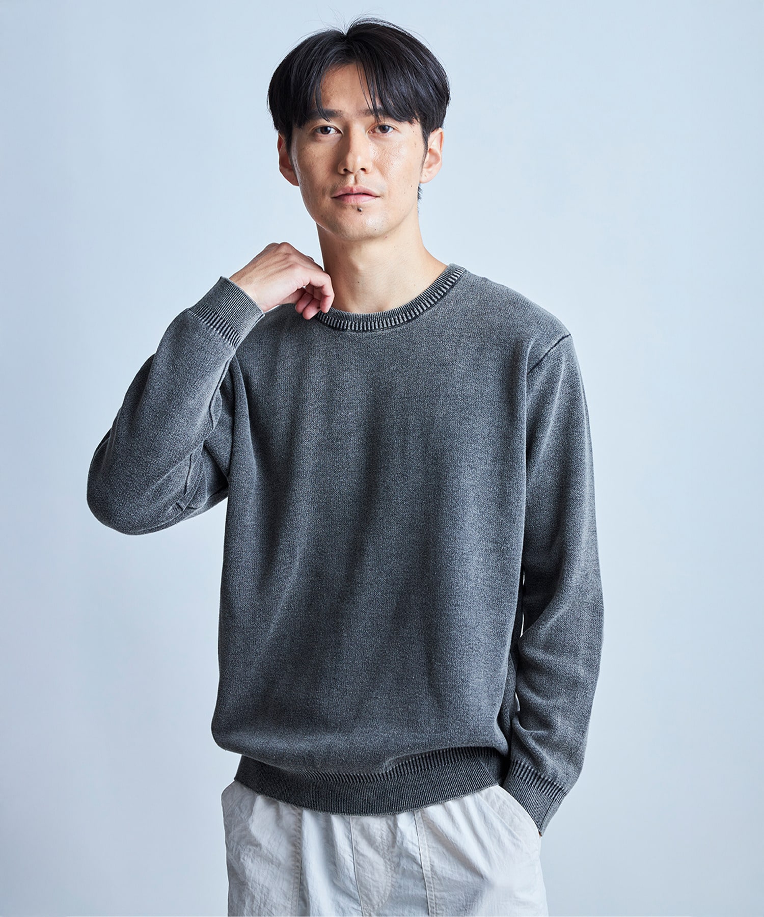 編み込みニットMEN'SBIGI フェード加工 ルーズフィットニット｜メンズファッション通販 MEN'S
