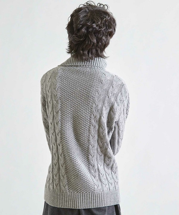 【ウォッシャブル素材】ドクターネックケーブルニット 詳細画像 13