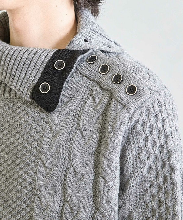 【ウォッシャブル素材】ドクターネックケーブルニット 詳細画像 14