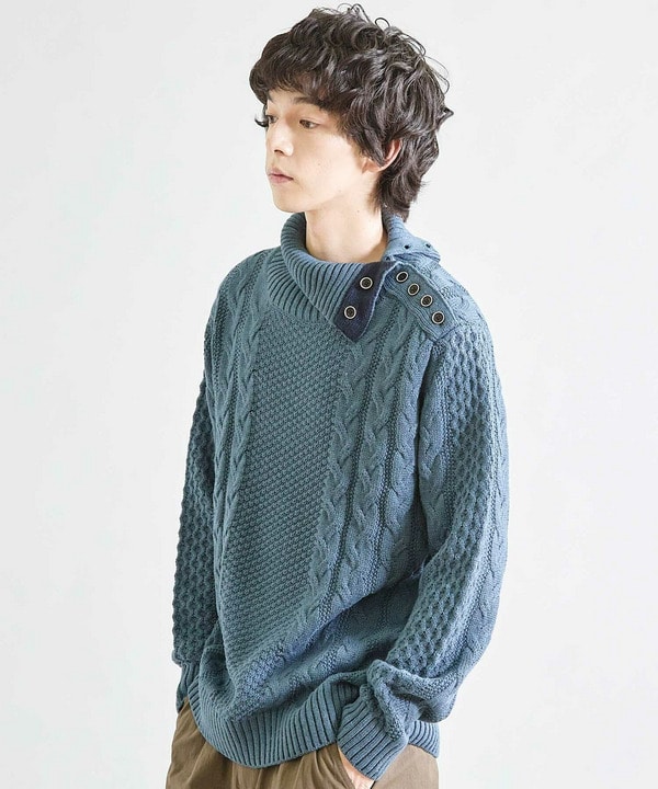 【ウォッシャブル素材】ドクターネックケーブルニット 詳細画像 16