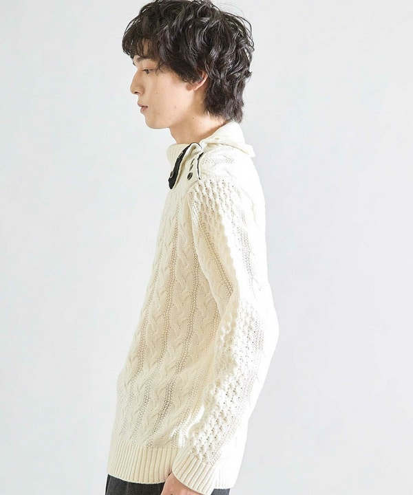 【ウォッシャブル素材】ドクターネックケーブルニット 詳細画像 2