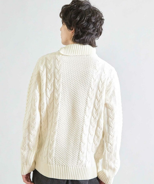 【ウォッシャブル素材】ドクターネックケーブルニット 詳細画像 3