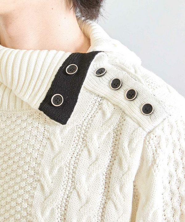 【ウォッシャブル素材】ドクターネックケーブルニット 詳細画像 4