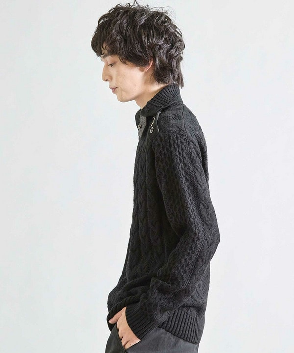 【ウォッシャブル素材】ドクターネックケーブルニット 詳細画像 7