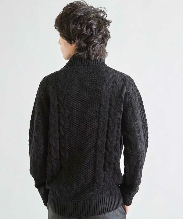 【ウォッシャブル素材】ドクターネックケーブルニット 詳細画像 8