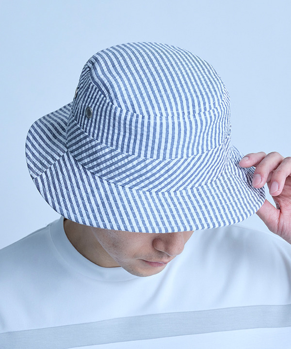 シアサッカーバケットハット 詳細画像 ホワイト&times;ネイビー 1