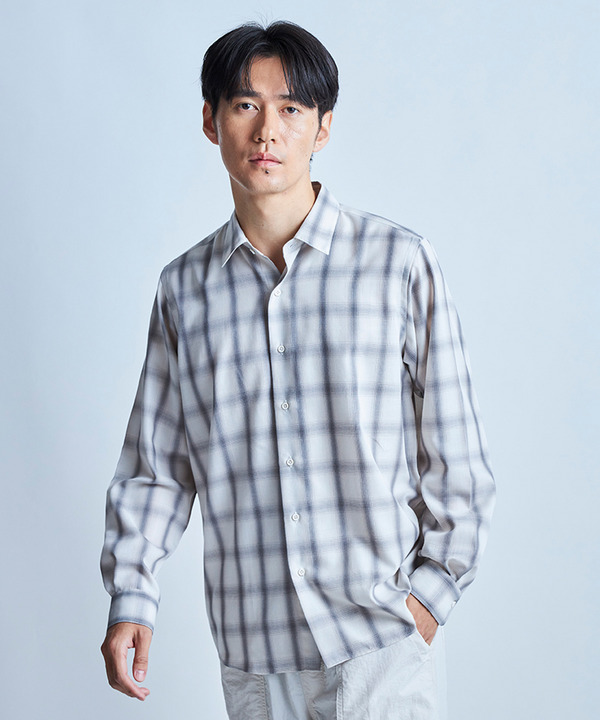 オンブレーチェックシャツ 詳細画像 グレー系 1