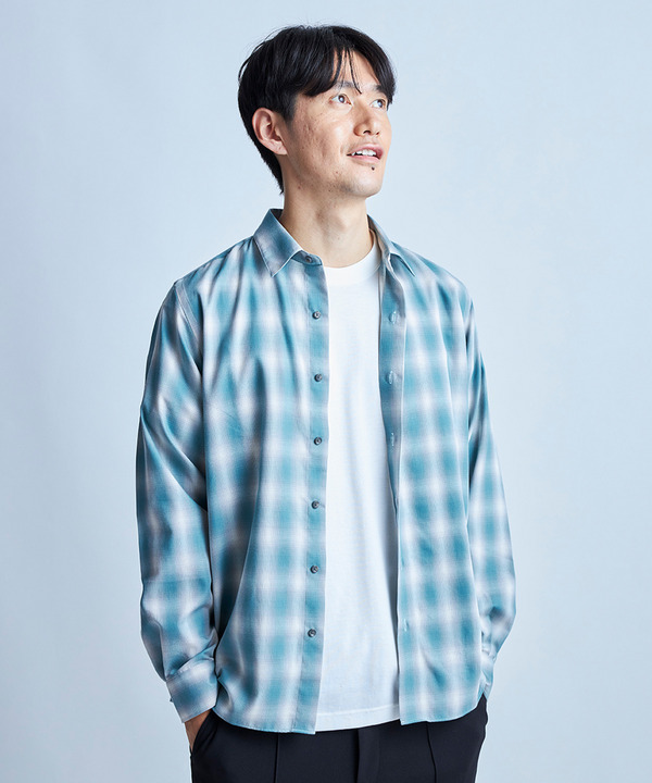 オンブレーチェックシャツ 詳細画像 グリーン系 1