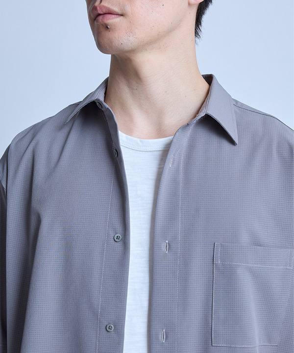 ドットメッシュレギュラーカラーシャツ〈ストレッチ・マシンウォッシャブル・軽量・接触冷感・通気性〉 詳細画像 1