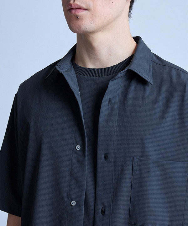 ドットメッシュレギュラーカラーシャツ〈ストレッチ・マシンウォッシャブル・軽量・接触冷感・通気性〉 詳細画像 13