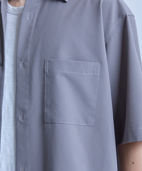 ドットメッシュレギュラーカラーシャツ〈ストレッチ・マシンウォッシャブル・軽量・接触冷感・通気性〉 詳細画像 2