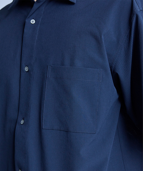 ドットメッシュレギュラーカラーシャツ〈ストレッチ・マシンウォッシャブル・軽量・接触冷感・通気性〉 詳細画像 7