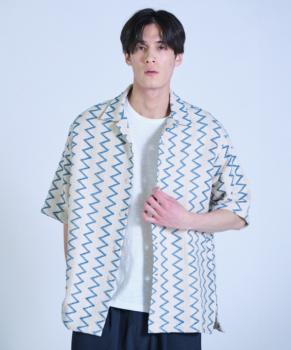 インドクロシェオープンカラーシャツ＜ハンドウォッシャブル・通気性＞ 詳細画像 1