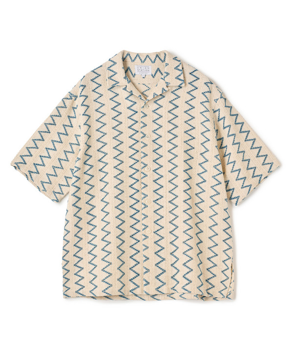 インドクロシェオープンカラーシャツ＜ハンドウォッシャブル・通気性＞ 詳細画像 オフホワイト 1