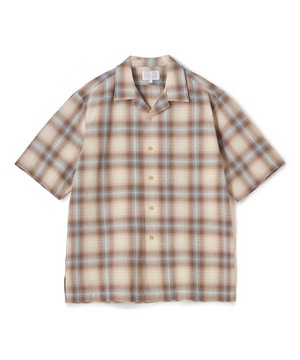 オンブレーチェックオープンカラー半袖シャツ＜ハンドウォッシャブル＞