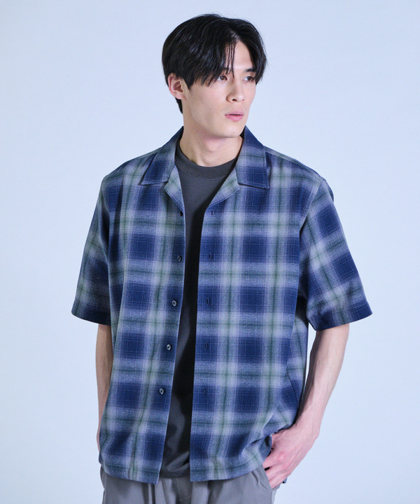 オンブレーチェックオープンカラー半袖シャツ＜ハンドウォッシャブル＞ 詳細画像 6