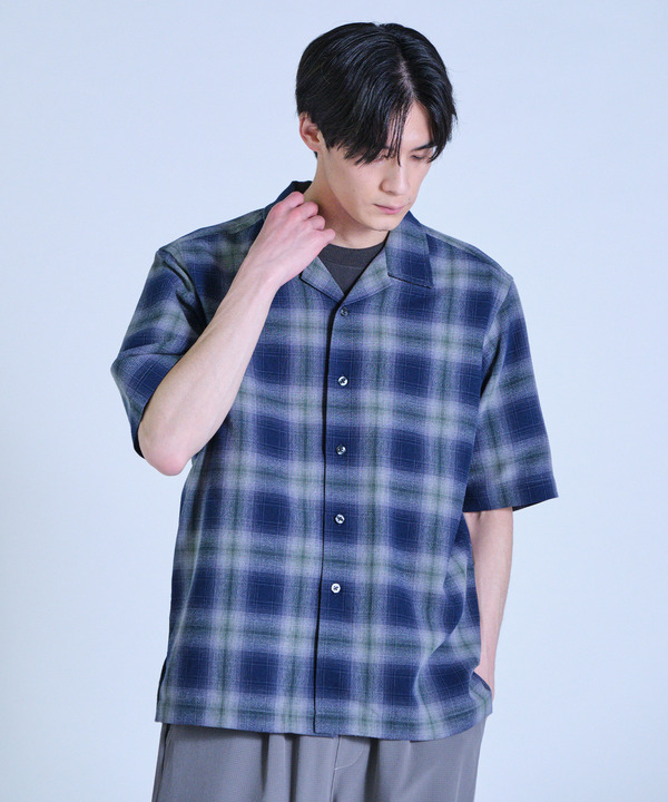 オンブレーチェックオープンカラー半袖シャツ＜ハンドウォッシャブル＞ 詳細画像 7