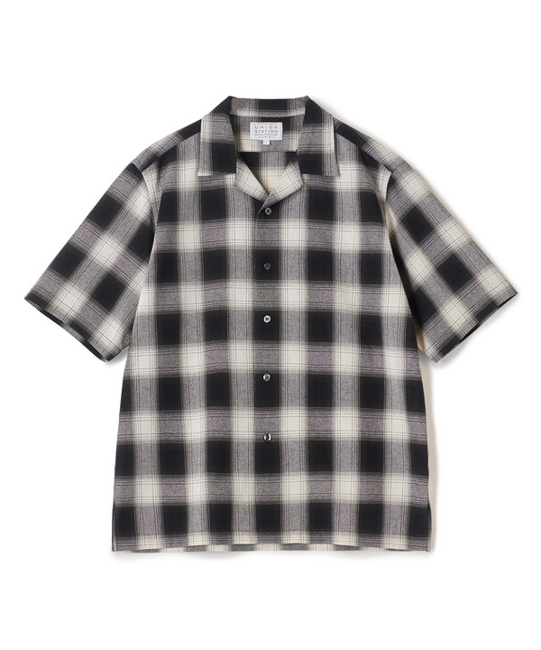 オンブレーチェックオープンカラー半袖シャツ＜ハンドウォッシャブル＞ 詳細画像 ブラック系 1