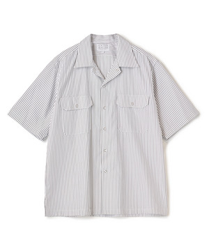 ポプリンストライプ半袖ワークシャツ
