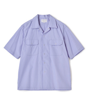 ポプリンストライプ半袖ワークシャツ