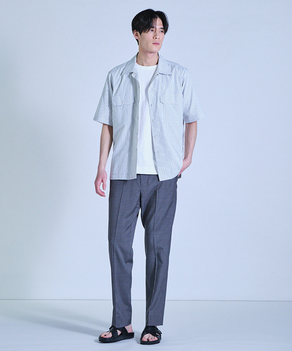 ポプリンストライプ半袖ワークシャツ 詳細画像 3