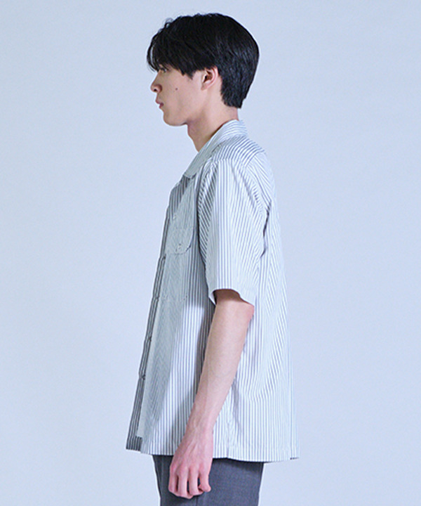 ポプリンストライプ半袖ワークシャツ 詳細画像 4