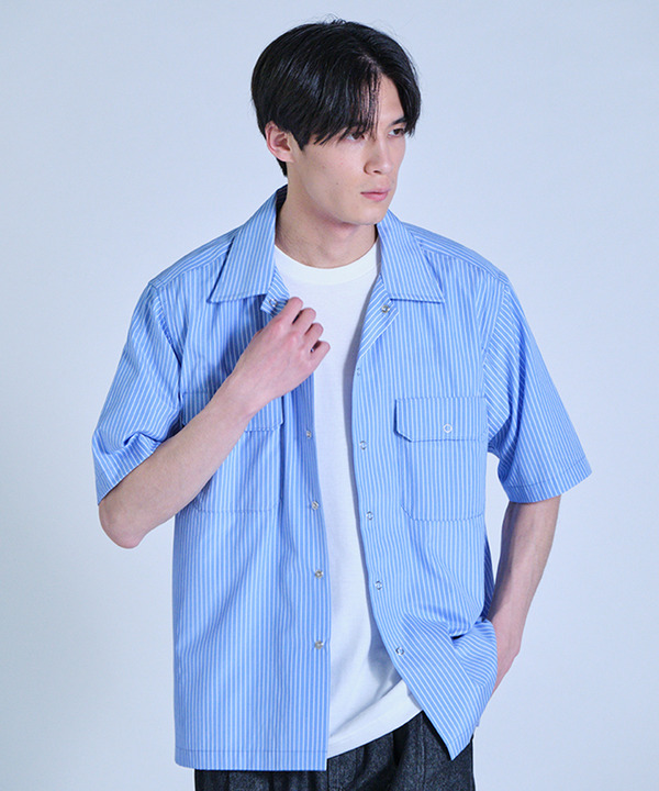 ポプリンストライプ半袖ワークシャツ 詳細画像 6