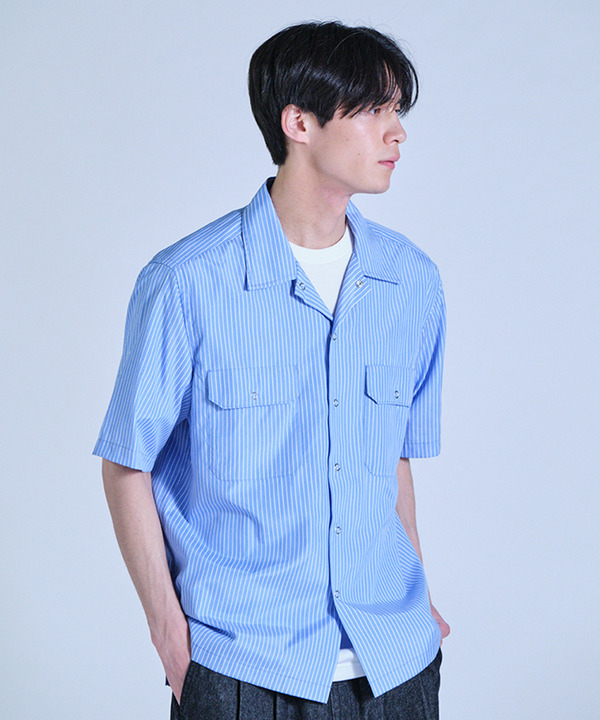 ポプリンストライプ半袖ワークシャツ 詳細画像 7
